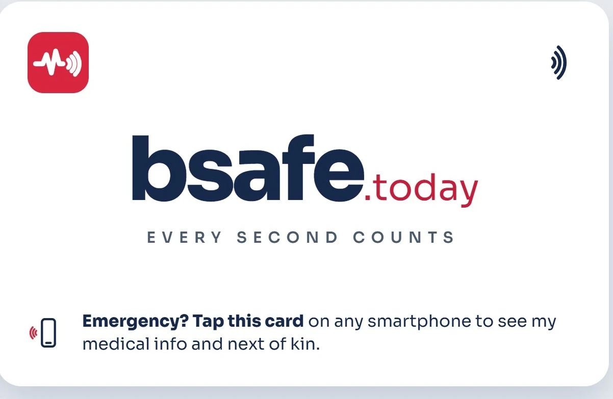 bsafe wallet card White · front